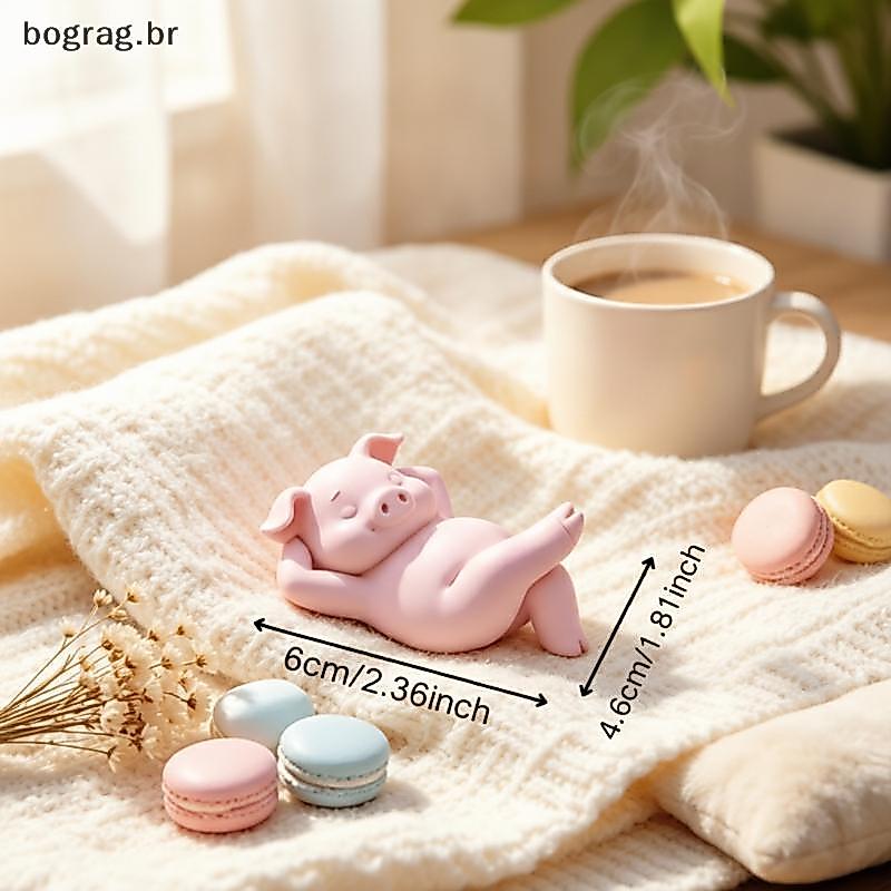 bograg Mini Estatueta De Porco Adorável Fofinho Rosa Ornamento De Mesa Pequeno Artesanato Em Resina Para Quarto Decoraçã