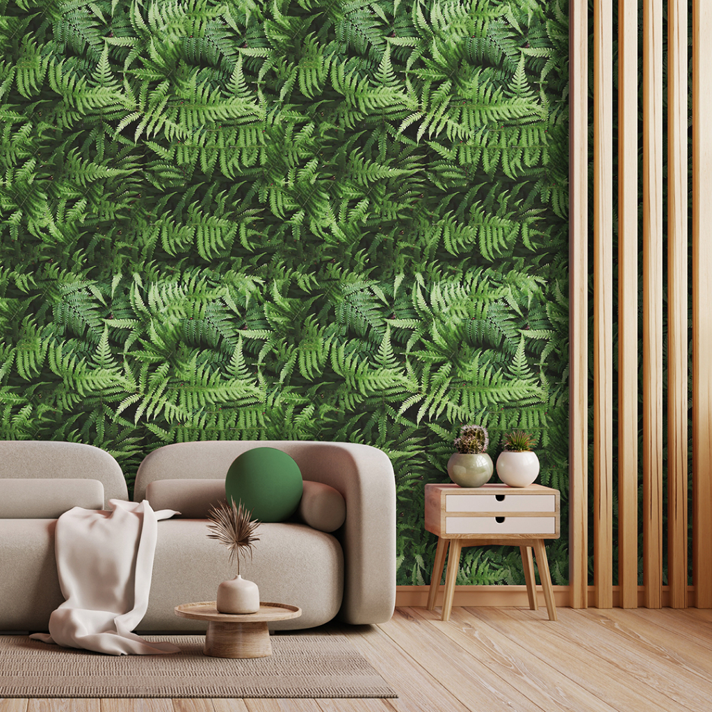 Papel de Parede Adesivo Folhas Realista Arbusto de Samambaia Decoração Vinilico Lavável 3 Metros