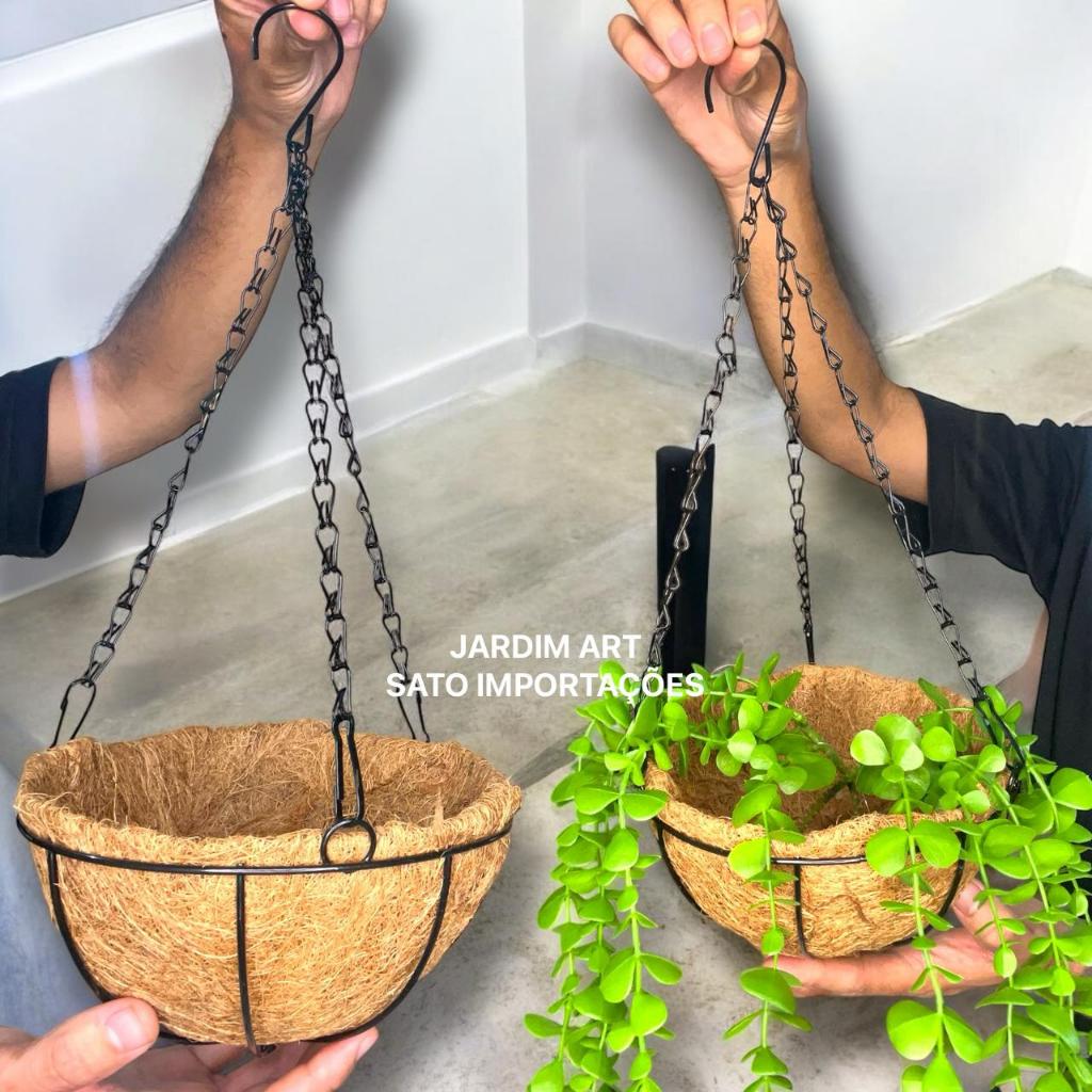 Cesta Suspensa Fibra de Coco Redonda | Ideal para Orquídeas, Samambaias, Decoração Natural