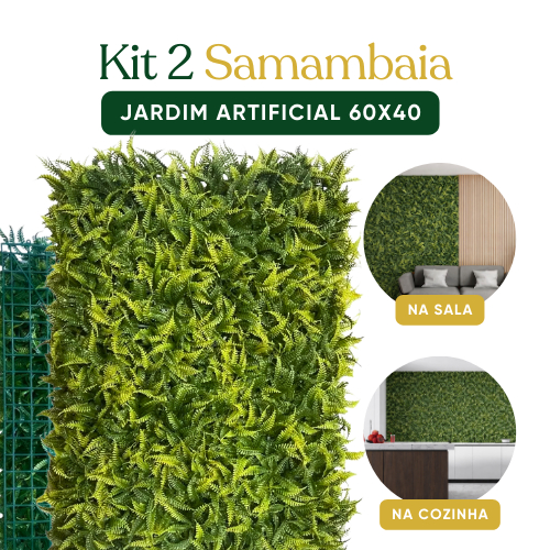 2 Placas Jardim Artificial Vertical Samambaia 60x40 | Parede Verde | Decor