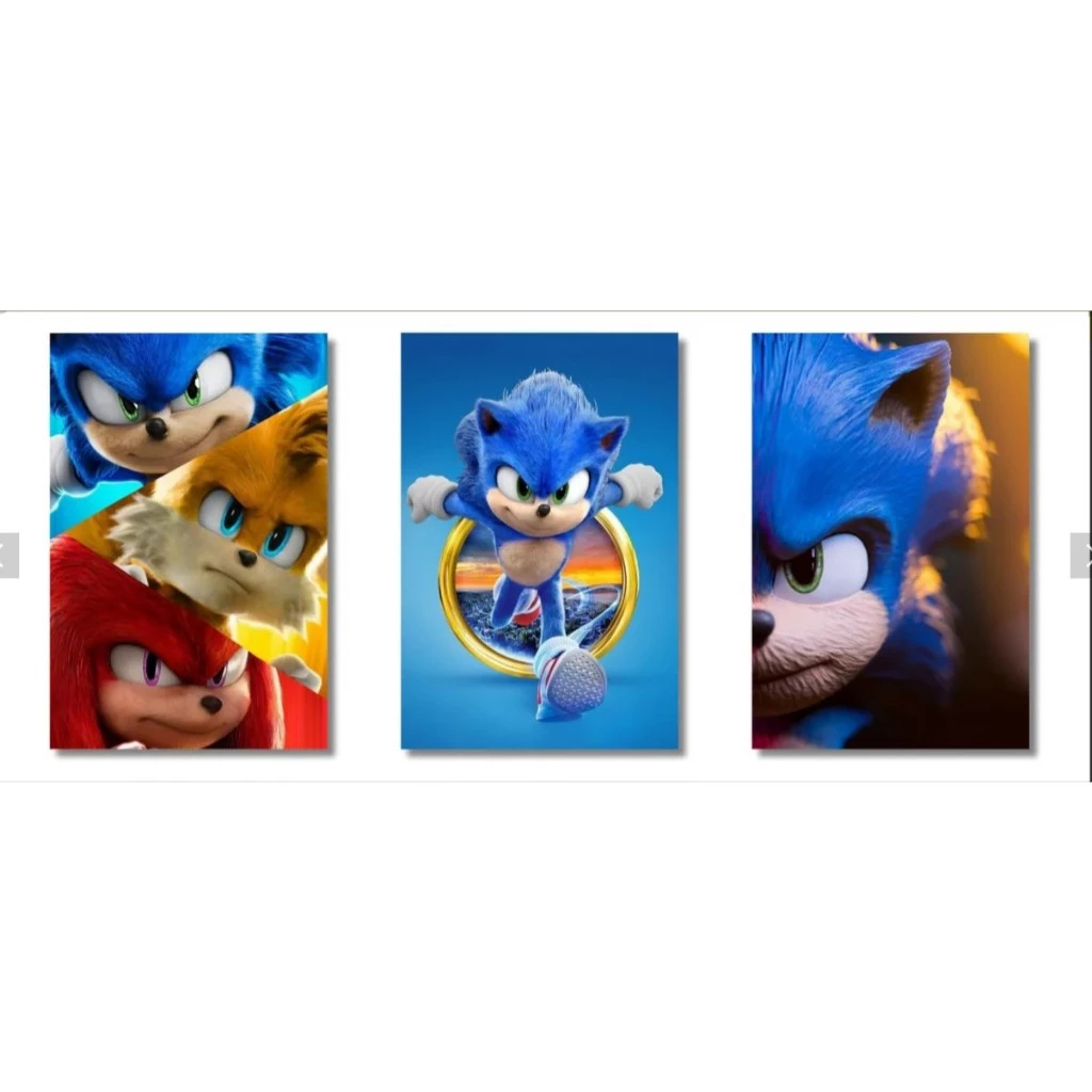 Quadro Decorativo Sonic Velocidade Anéis Azul Video Game Aventura Personagem Clássico