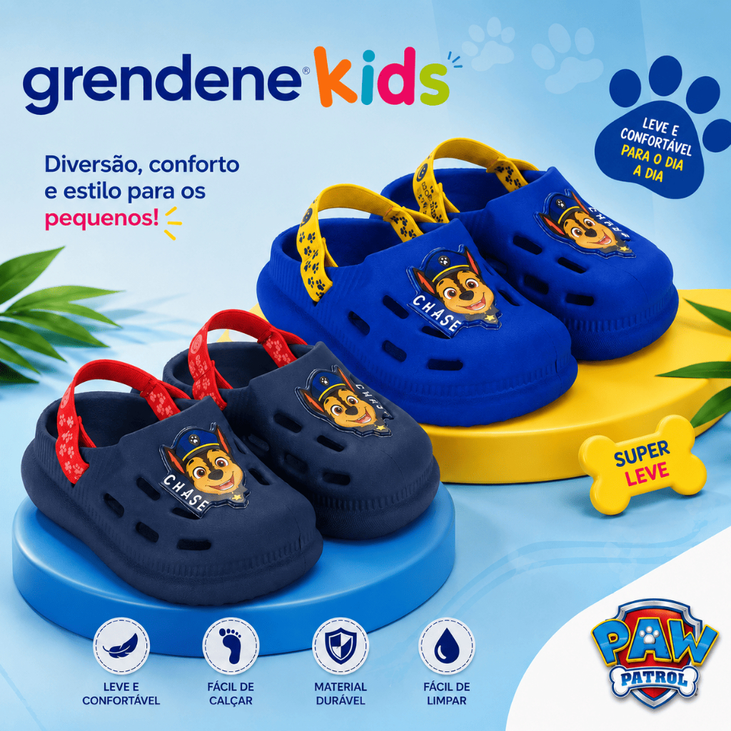 Sandália Babuche Grendene Kids Original Patrulha Canin Meninos 23105 Boys Gaspea Personagem Infantil