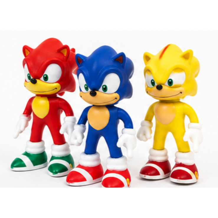 Kit Sonic 3 Personagens Azul Vermelho Amarelo Brinquedo Infantil
