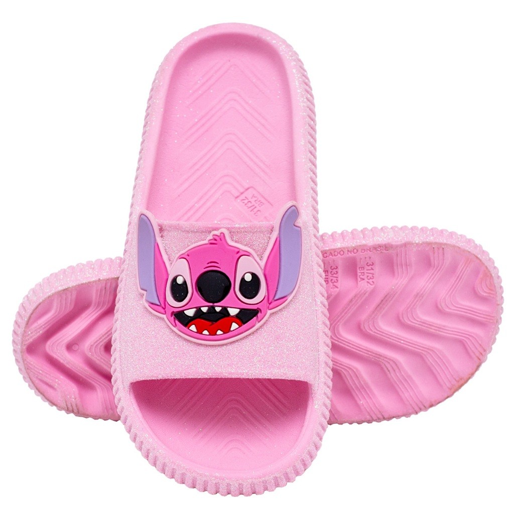 Chinelo Nuvem Gliter Brilho EVA Macio Slide Infantil Menina Juvenil Personagem Azul (27 ao 40)