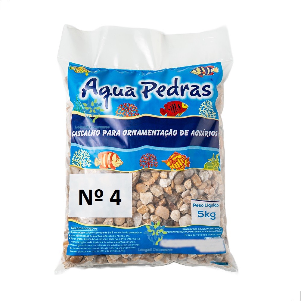 Cascalho De Rio Nº 4 15Kg (3 Pacotes de 5 Kg) Para Aquários
