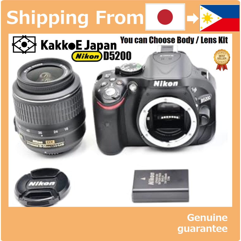 Câmera DSLR Digital Nikon D5200 Pre-loved (Usada Japão) - Apenas Corpo, Kit Lente 18-55VR e Kit Duplo Zoom - Excelente condição, ideal para fotografia de alta qualidade, vídeo Full HD, sensor CMOS DX de 24.1MP, tela articulável, leve e compacta para...