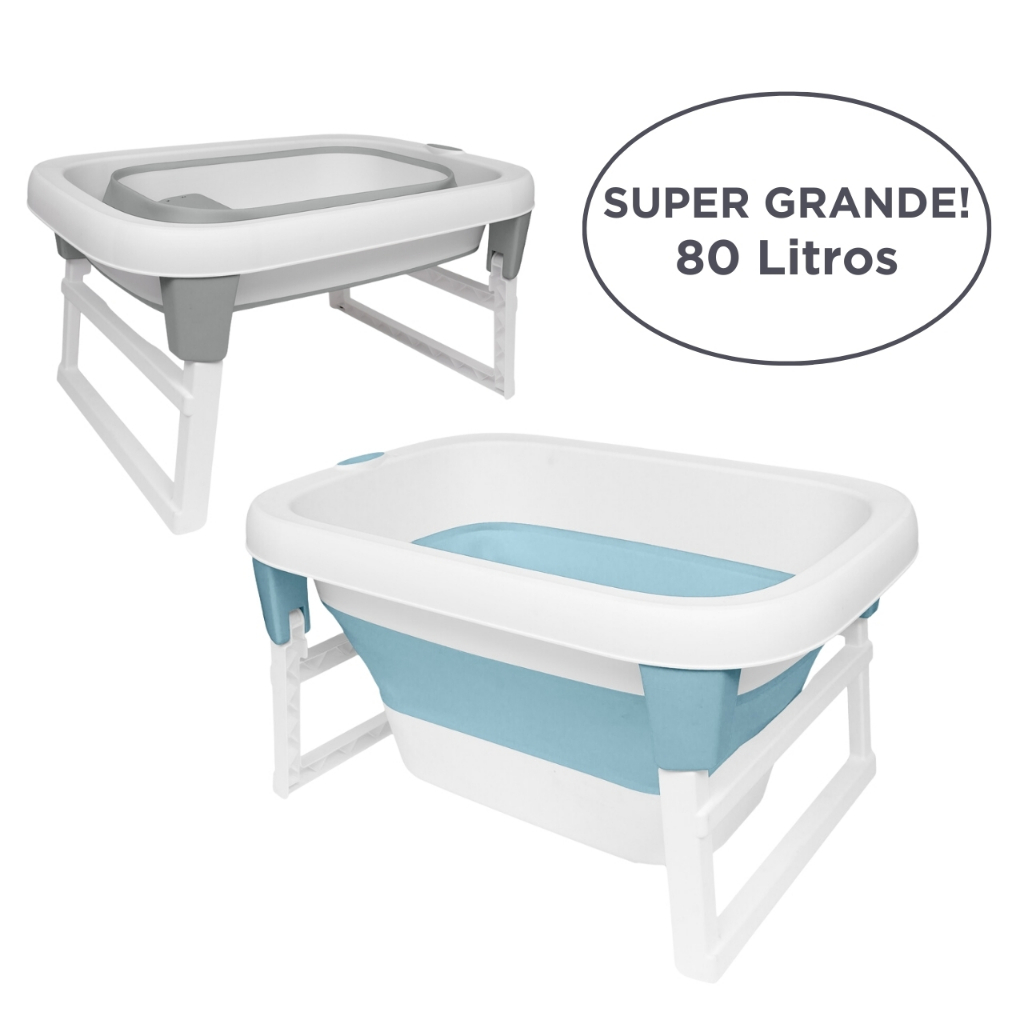 Banheira Ofurô Dobrável De Bebê Buba 80 Litros Sensor De Temperatura Retrátil Portátil Grande Compacta Resistente
