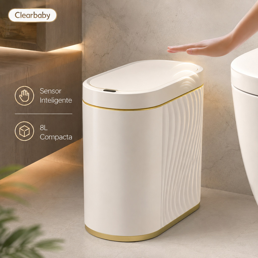 Lixeira Inteligente 8L com Sensor Automática Banheiro Cozinha Escritório Compacta Sem Toque