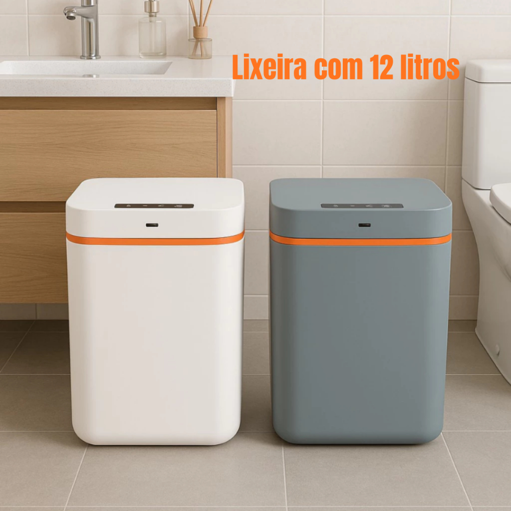 Lixeira Inteligente Automática Compacta Sensor de Movimento USB Perfeita para Banheiro Cozinha