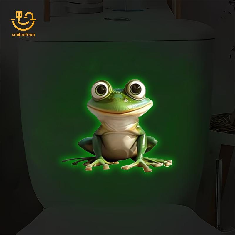 smileofenn Glow-In-The-Dark Toilet Stier Frog Banheiro Wall Interruptor Luminoso E Decalque De Saída Autoadesivo Removív