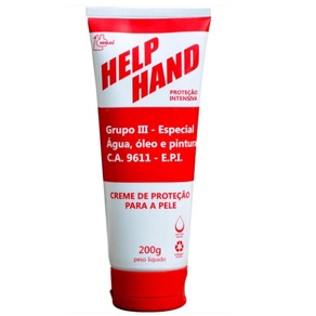 Creme de proteção Help Hand grupo III - óleo, água e pintura - Bisnaga 200g Henlau