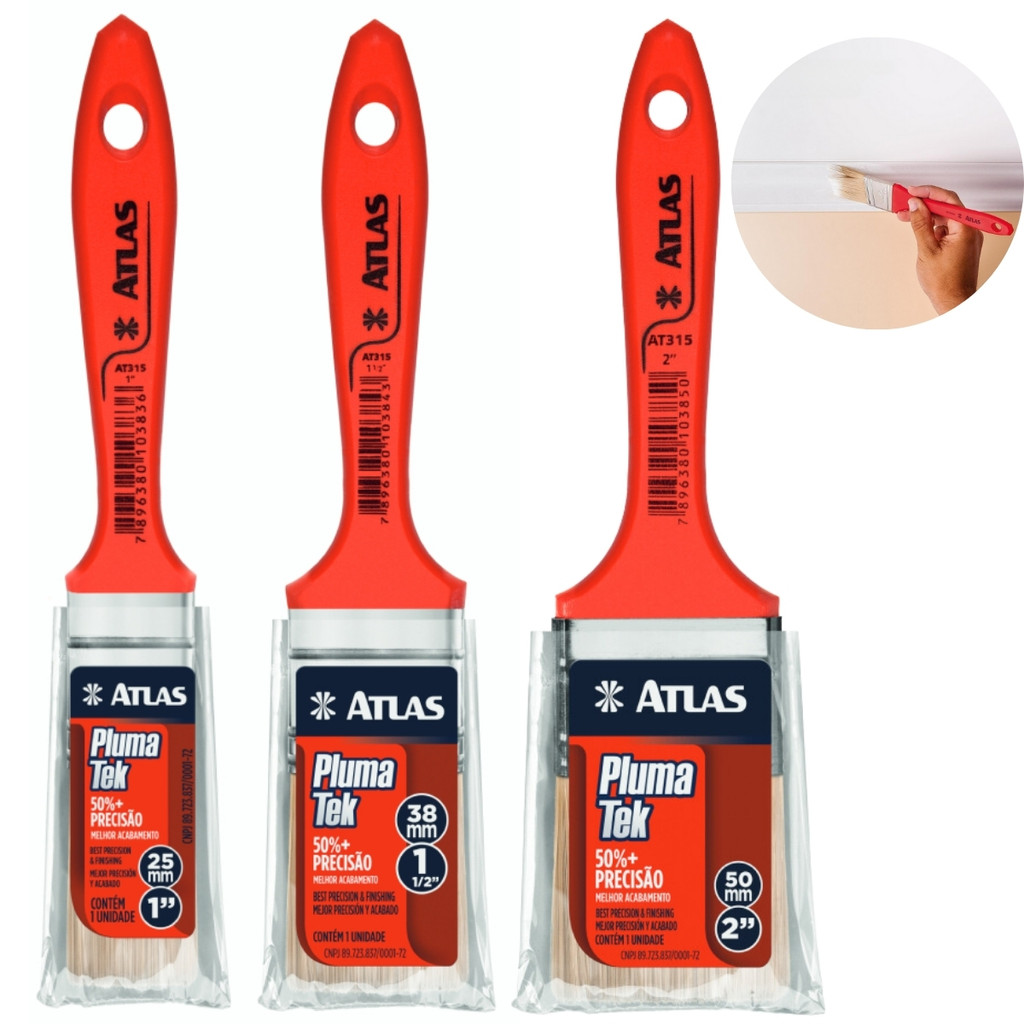 Kit Pincel Trincha Para Pintura Multiuso Profissional 25mm, 38mm e 50mm