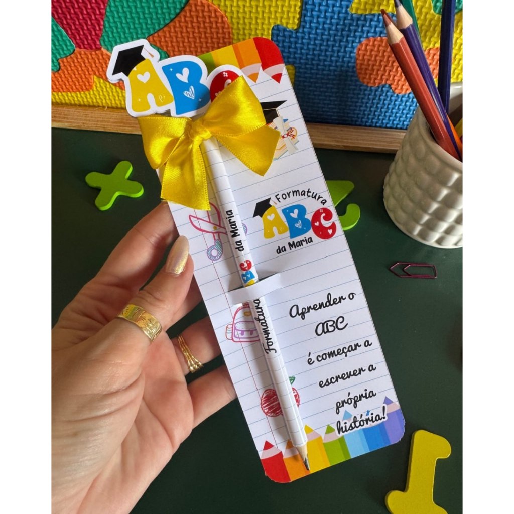 Lembrancinha Formatura ABC- Lápis personalizado formatura infantil- Card com lápis ABC