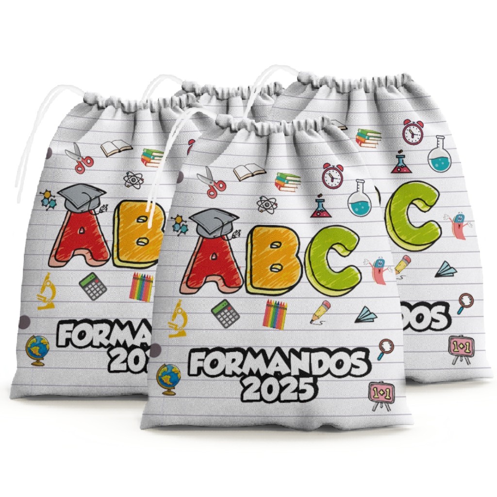 Kit 30 Sacolinhas Surpresa Personalizada Tecido ABC ATUALIZADO  (15x20)