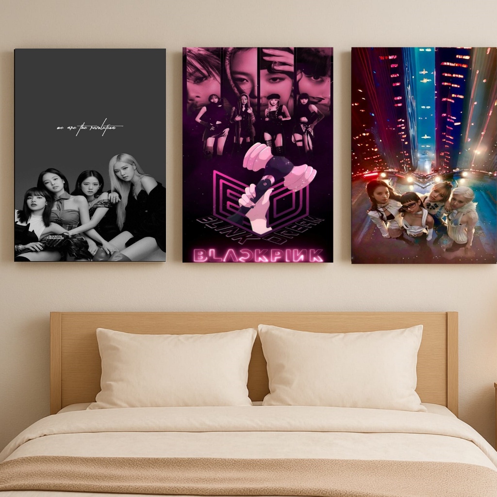Kit 3 Quadros Blackpink K-Pop 20x28 – Decorativo para Quarto de Fã, Estilo Coreano bts kpop big ocean