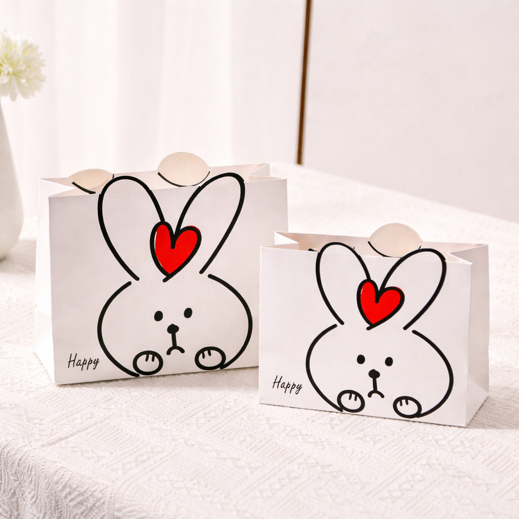 Páscoa Kit 5 Sacola Coelhinho Papel Grosso Lembrancinha Infantil Luxo Estilo Coreano