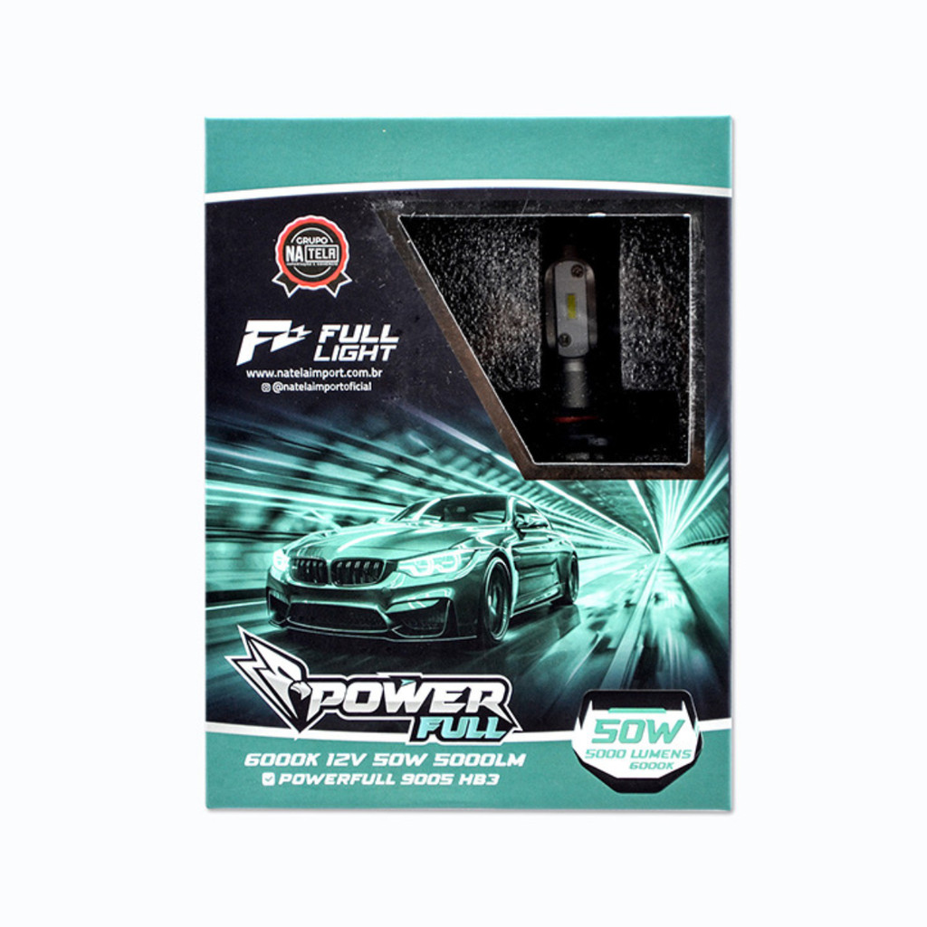 Par de Lampadas SuperLed PowerFull 9005 HB3 6000K 12V 50W 5000LM