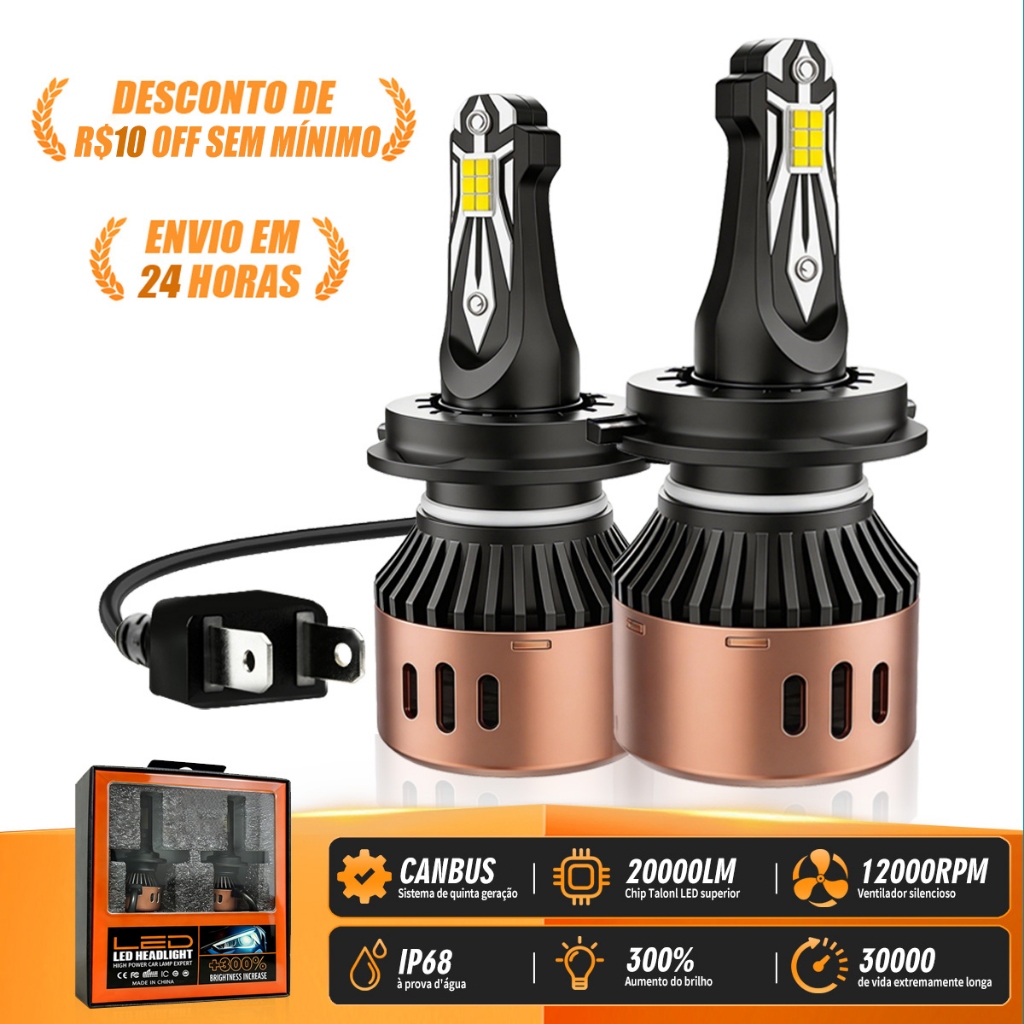 Pair of R11 Super Led Bulbs 20000LM Brightness Lumen Decodificador Canbus 100W , H1 H3 H4 H7 H11 HB3/9005 HB4/9006