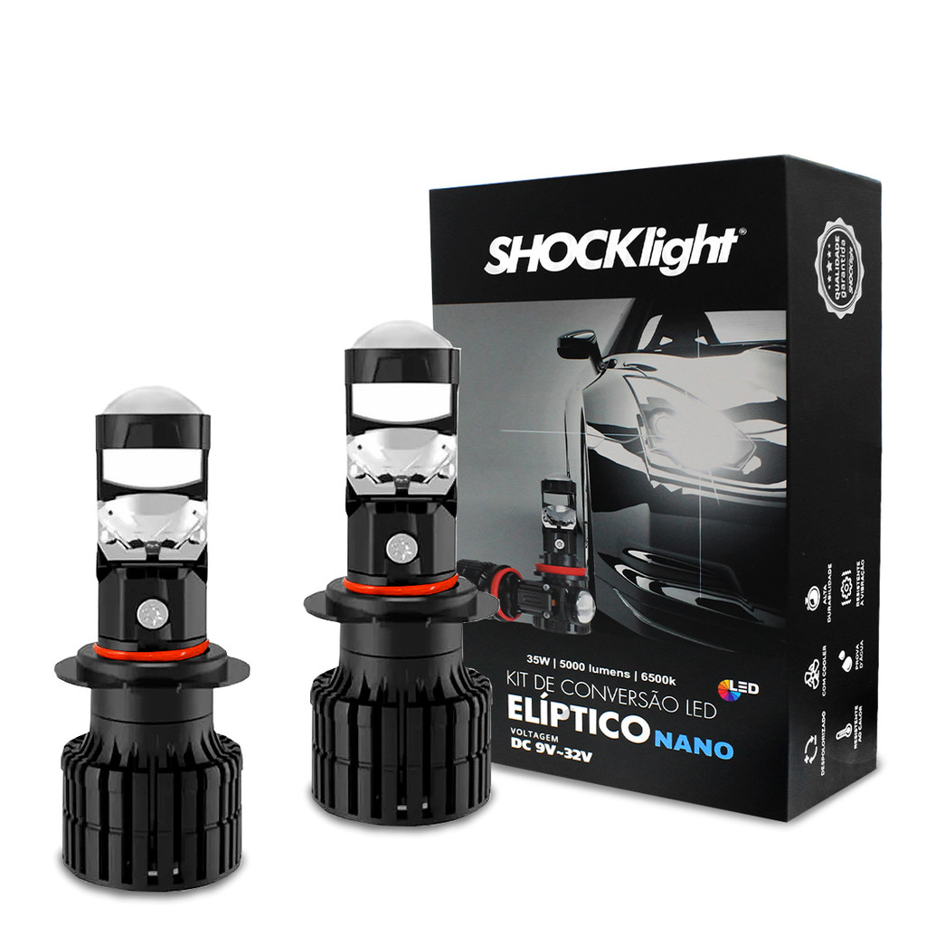 Kit Lampada de Led HB3 9005 Nano 6500k 5000 Lumens 35w Projetor Elíptico
