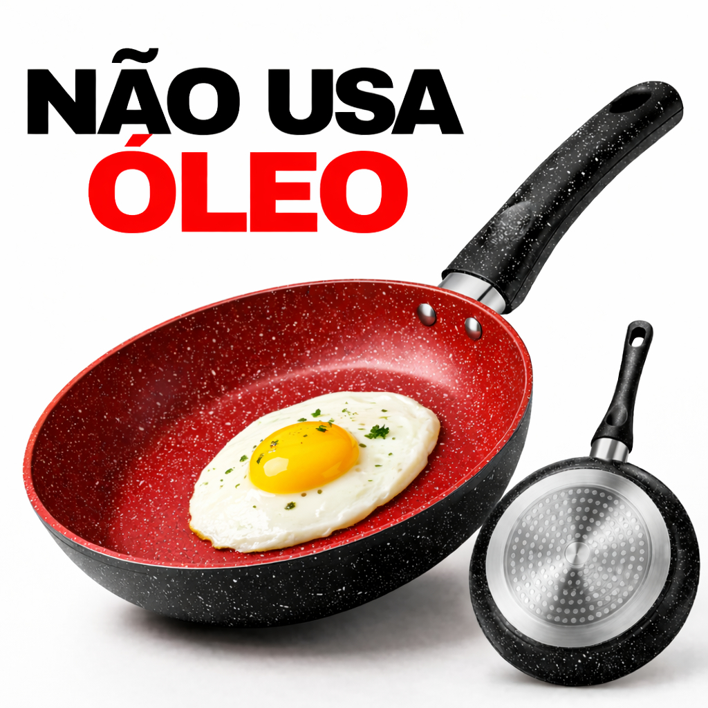 Frigideira Ceramica Antiaderente Stone Induction Multifuncional Grande Vermelha