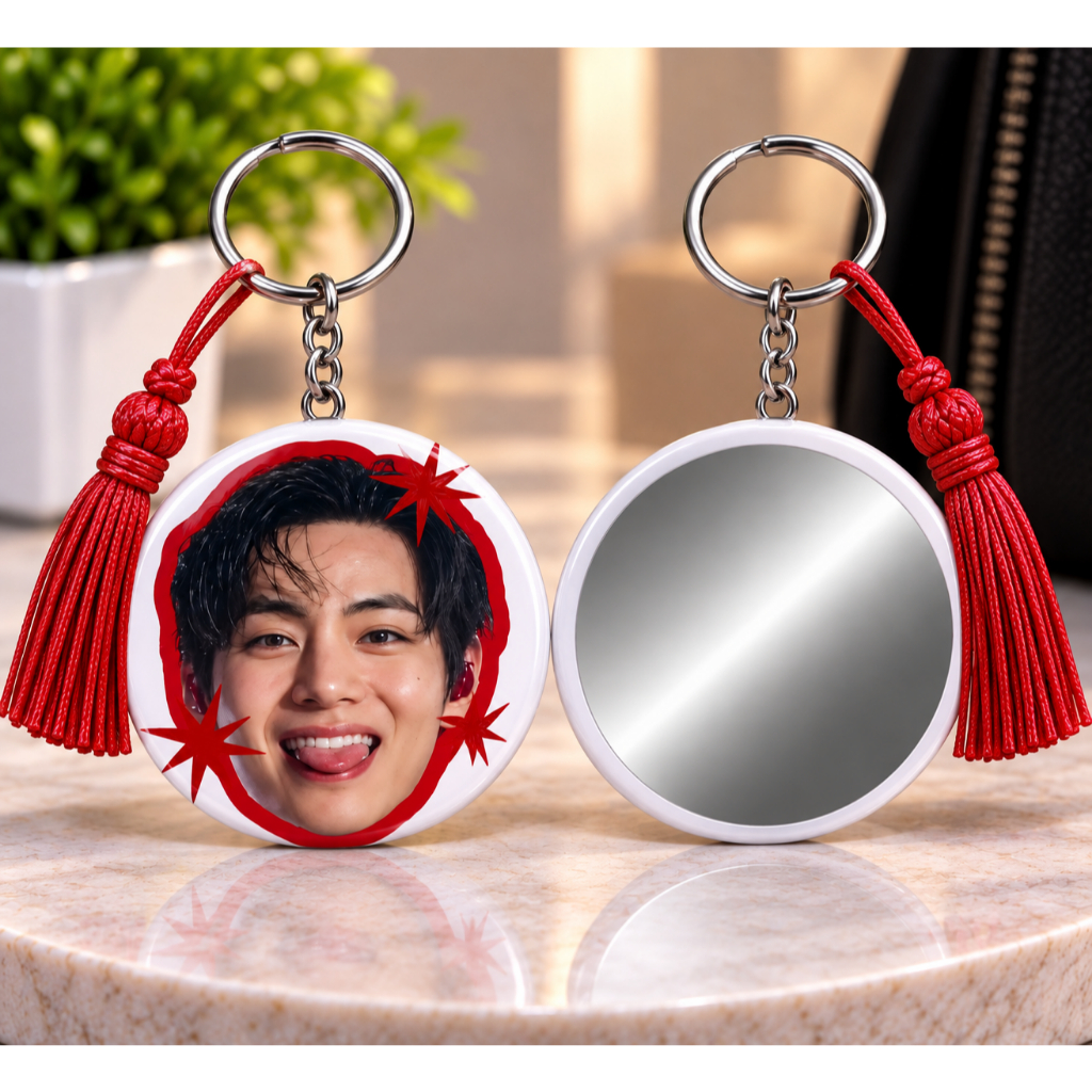 Chaveiro K-pop BTS com Espelho 44mm ou 58mm | Integrantes | Tassel | Presente para ARMY