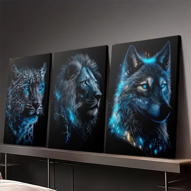 Quadro Decorativo Guardiões da Noite Trio Neon Blue