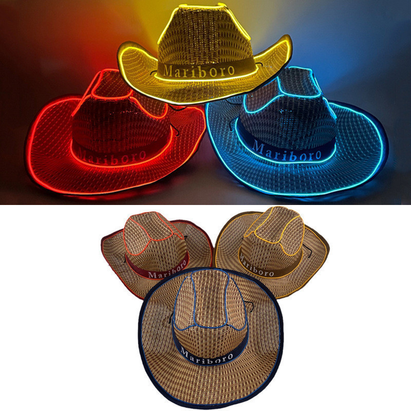 Chapéu de Cowboy Perolado para Fantasia de Dança, Chapéu de Cowgirl Brilhante para Decoração, Brilhante para Noite Neon,