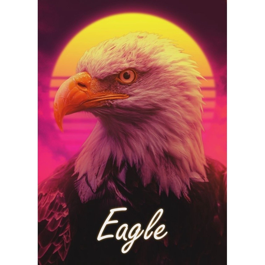 Quadro decorativo 1 peça 40x60 luxo águia Neon noite cidade rua 80s fantasia vaporwave estilo decoração para casa sala quarto hall interiores corredores