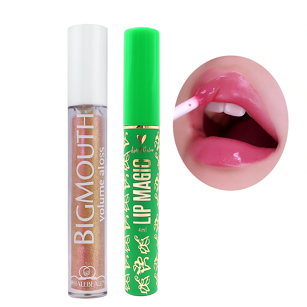 Kit Gloss Brilho Labial Volume Big Mouth + Lip Magic 24 Horas PHALLEBEAUTY