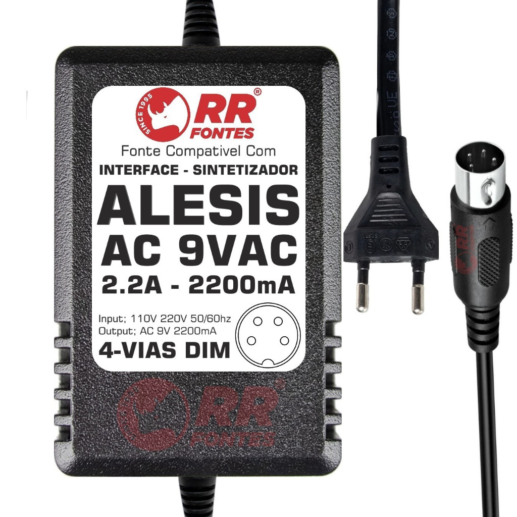 Fonte AC 9V 2,2A Para Alesis S4 Plus Sound Module DMPro
