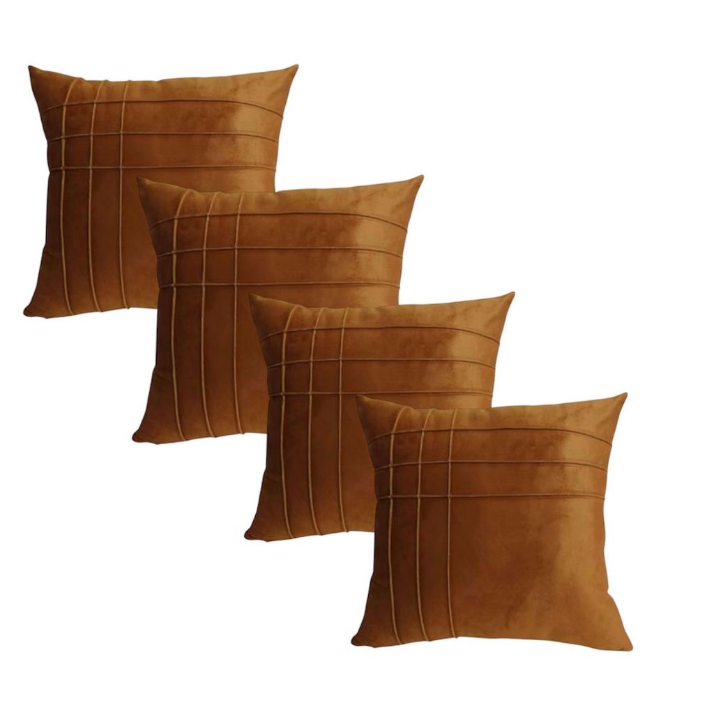 Kit 4 Capas de Almofada Suede Drapeada T Line 45x45cm Decorativas