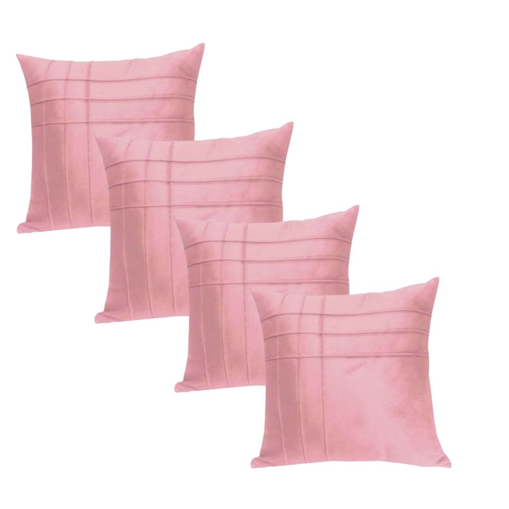 Kit 4 Almofadas 45x45cm  Cheias em  Suede Drapeada T Line Decorativas