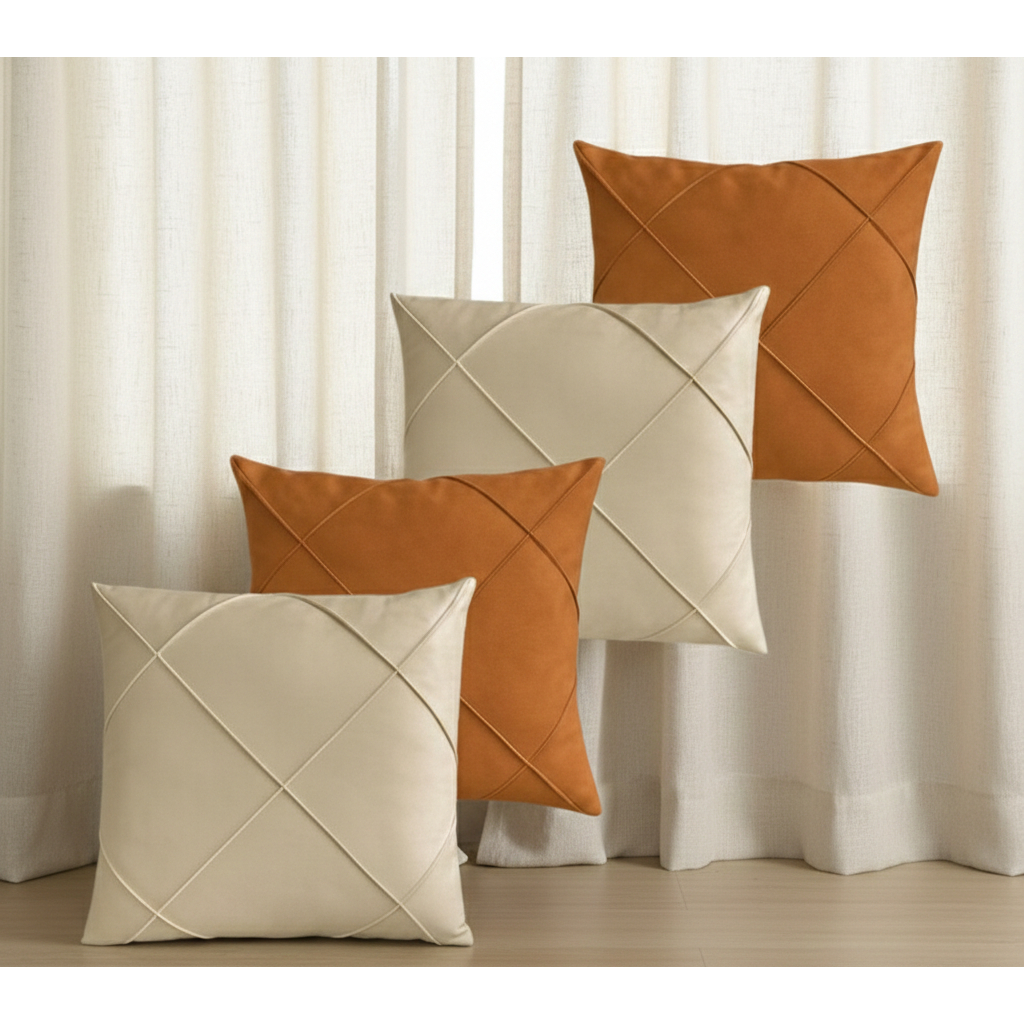 Kit 4 Capas de Almofada Suede Drapeada 45x45cm Decorativas