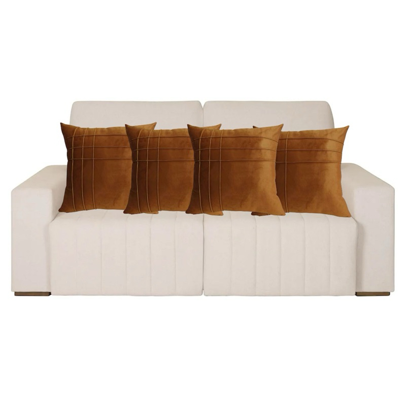 Kit 4 Almofadas Cheias em  Suede Drapeada T Line 45X45cm Decorativa Luxo