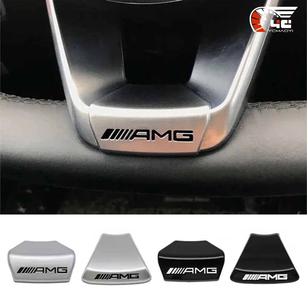 Emblema Do Volante De Metal AMG Para Mercedes Benz W204 W205 W206 W212 W213 CLA GLC X253 GLE W167 GLA H247 Adesivo De Ac