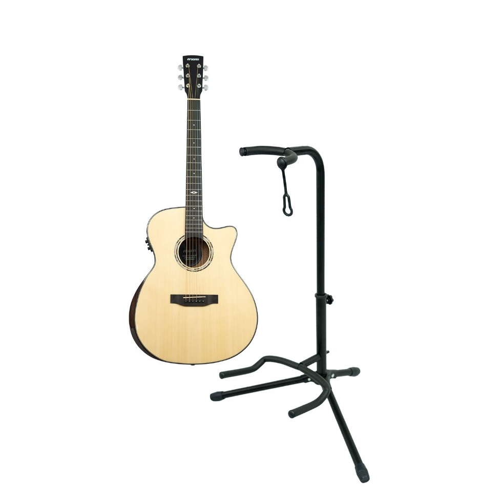 Kit Violão Eletroacústico + Suporte Dobrável para Violão SONN, Guitarra e Baixo, kit para apresentaçoes