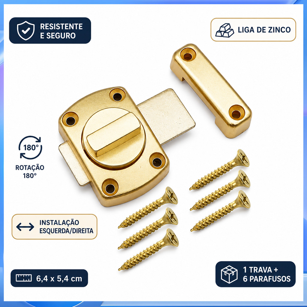 Fivela de porta rotativa espessada, porta interna, banheiro, fechadura de porta simples Universal com parafusos de insta