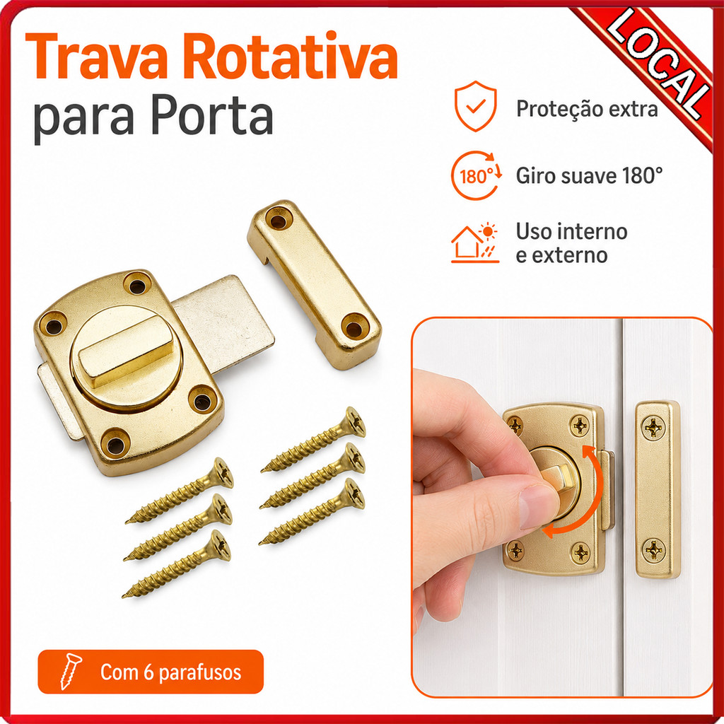 Fivela de porta giratória Universal espessada fechadura de porta simples de banheiro com parafusos