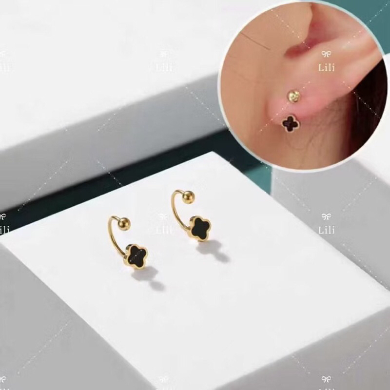 Kit 1/2 Piercing  trevo de quatro folhas em forma de U gancho parafuso fivela gancho de orelha
