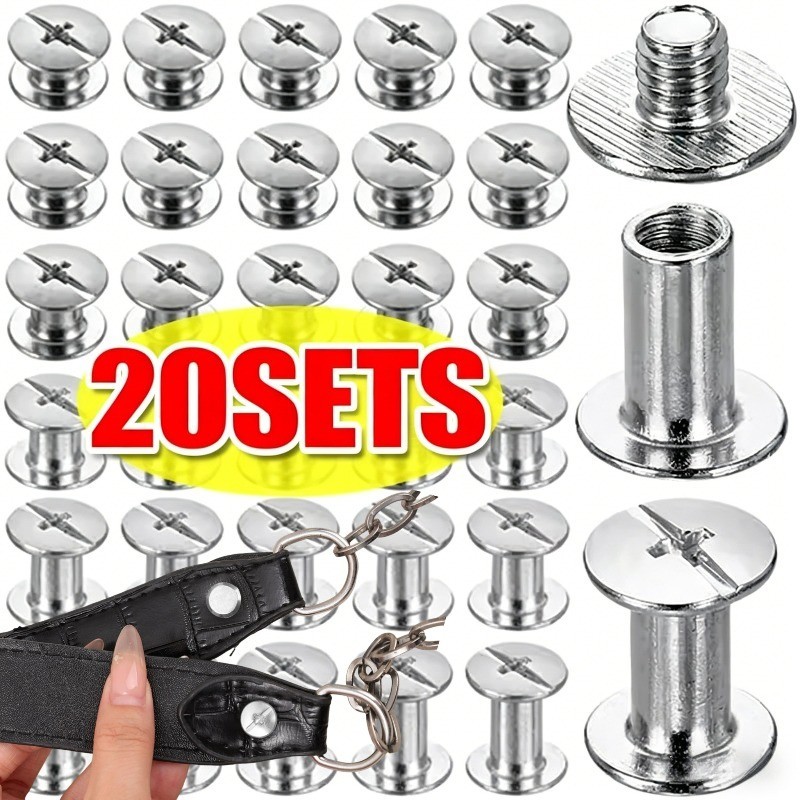 20/10 Conjuntos De Rebite De Aço Inoxidável 304-Para Bolsa De Cinto De Couro DIY-Cabeça Plana-Fivela De Fixação-Parafuso