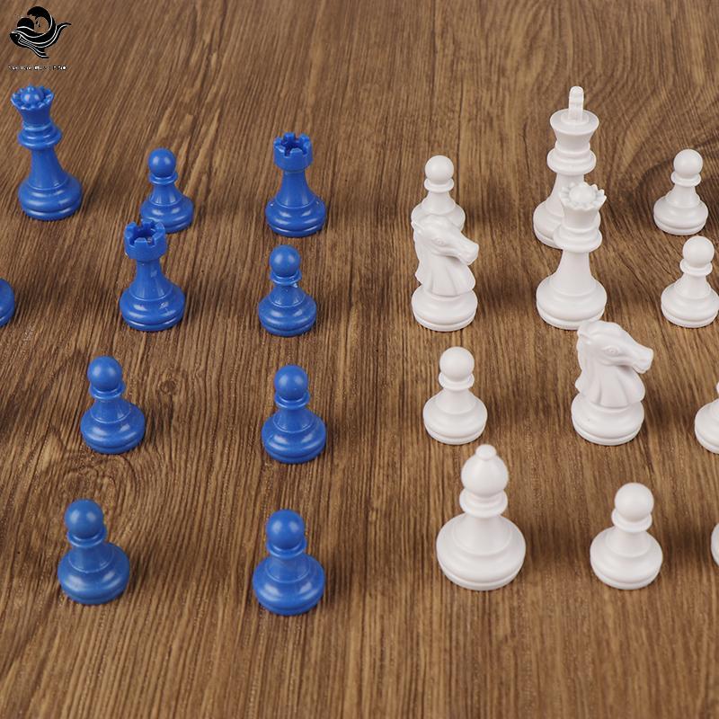 PFG 1 Conjunto 32 Pçs De Xadrez Material Plástico Azul E Branco Jogos Medievais Para Adultos Viagem Peças Crianças Brinq