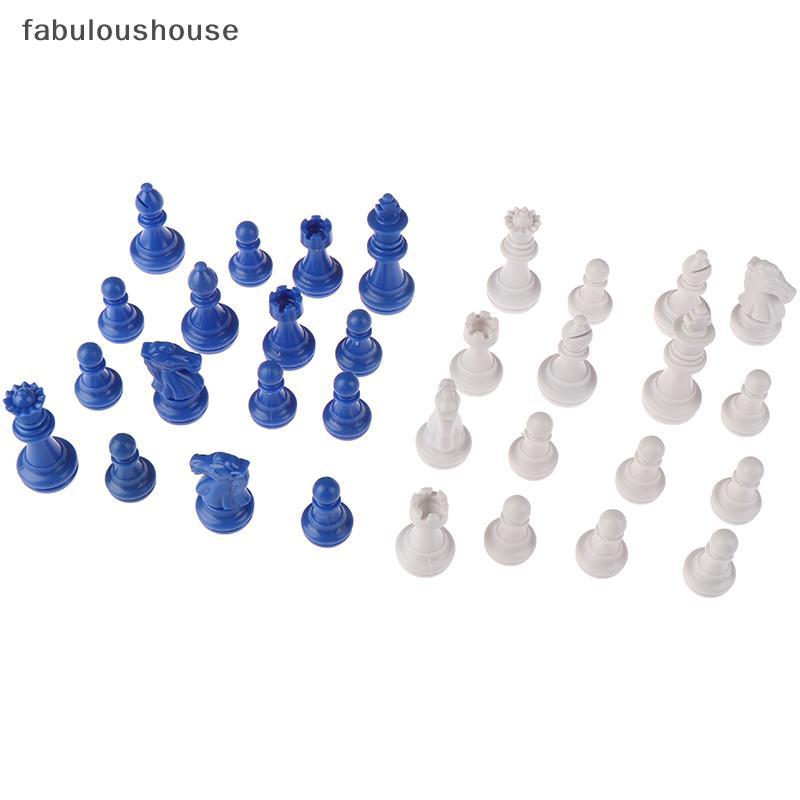 1 Conjunto 32 Pçs De Xadrez Material Plástico Azul E Branco Jogos Medievais Para Adultos Viagem Peças Crianças Brinquedo