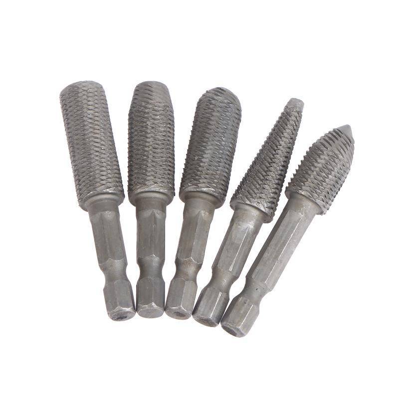 Chuaniaji 5 Pçs/set Hex Shank Head Carboneto De Tungstênio Aço Rotary Burr Die Grinder Bit Carving Kit Para Molde Polime