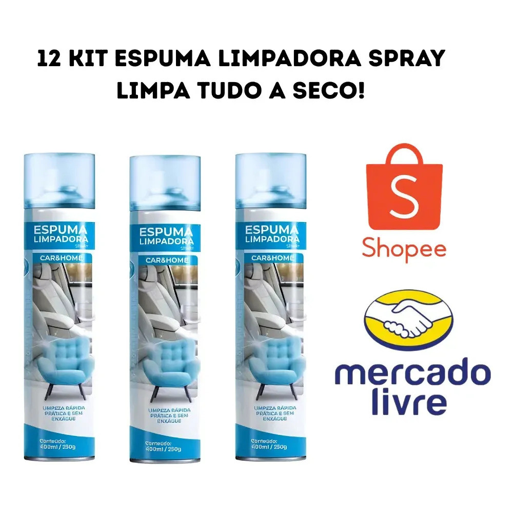 Kit 12 Spray Espuma Limpadora Etaniz 400ml Limpa Tudo Novo