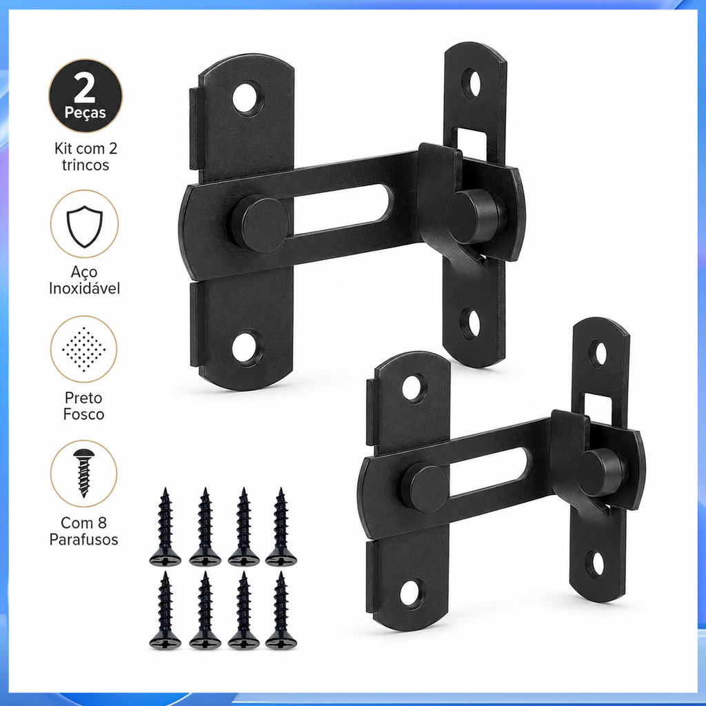 Fechadura com fivela deslizante de aço inoxidável espessada, conjunto de duas peças, porta divisória deslizante, porta d