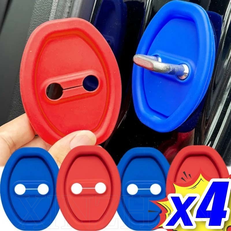 1/2/4PCS Tampa Da Fivela Fechadura Porta Do Carro-Amortecedor Anti-Colisão , Espessado , Universal-Almofada De Silicone Protetora Azul , Vermelho , Preto
