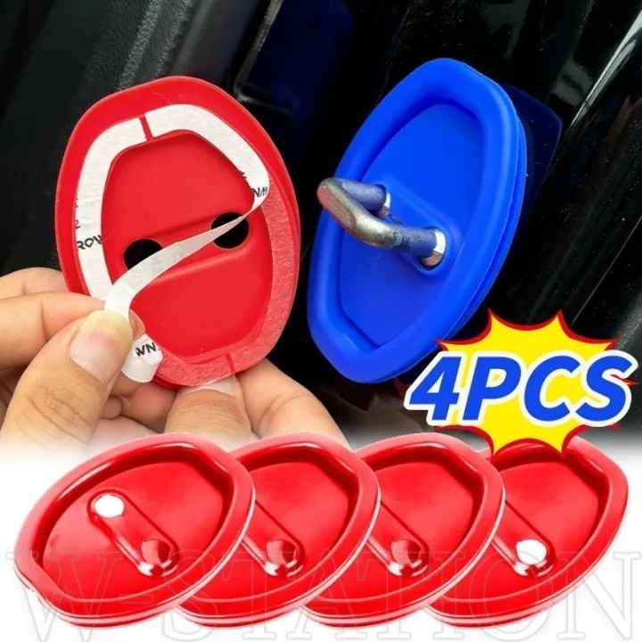 1/2/4PCS Amortecedor Da Fechadura Porta Do Carro-Anti-Colisão , Espessado , Universal-Tampa Fivela Azul , Vermelho , Preto-Almofada De Silicone Protetora