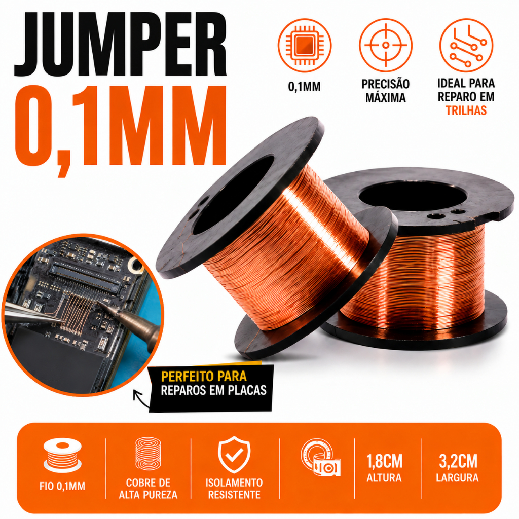 Fio Jumper Cobre Esmaltado 0.1mm Reparo Placa Mãe Celular Smartphone Manutenção Eletrônica Solda Chip Bga Retrabalho