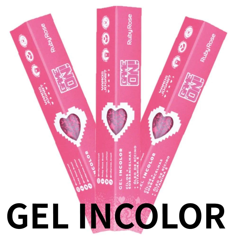 Ruby Rose Gel Incolor para Cílios e Sobrancelhas Game On HB509 | Fortalecedor + Fixador com Óleo de Rícino e Vitamina E