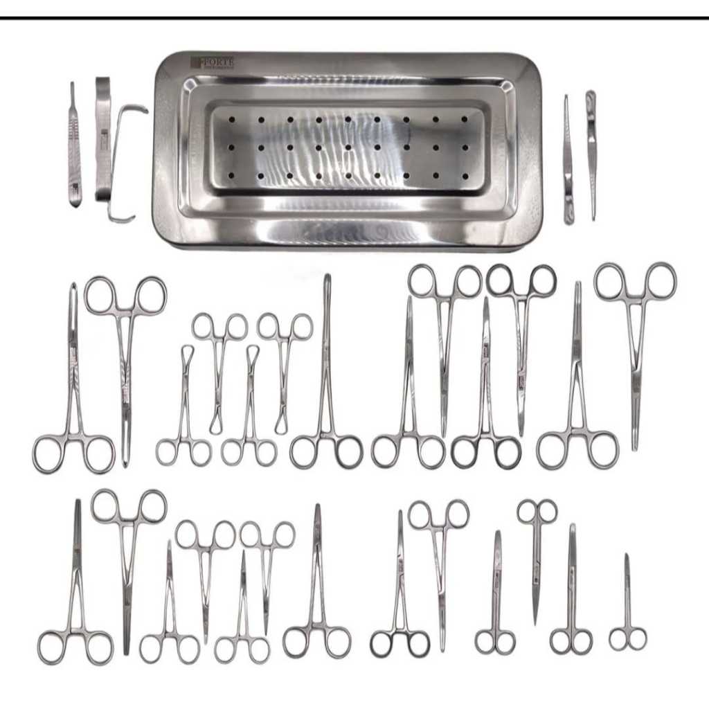 32-Piece Veterinary Surgery Kit + Metzembaum Scissors - Forte Instrumentos